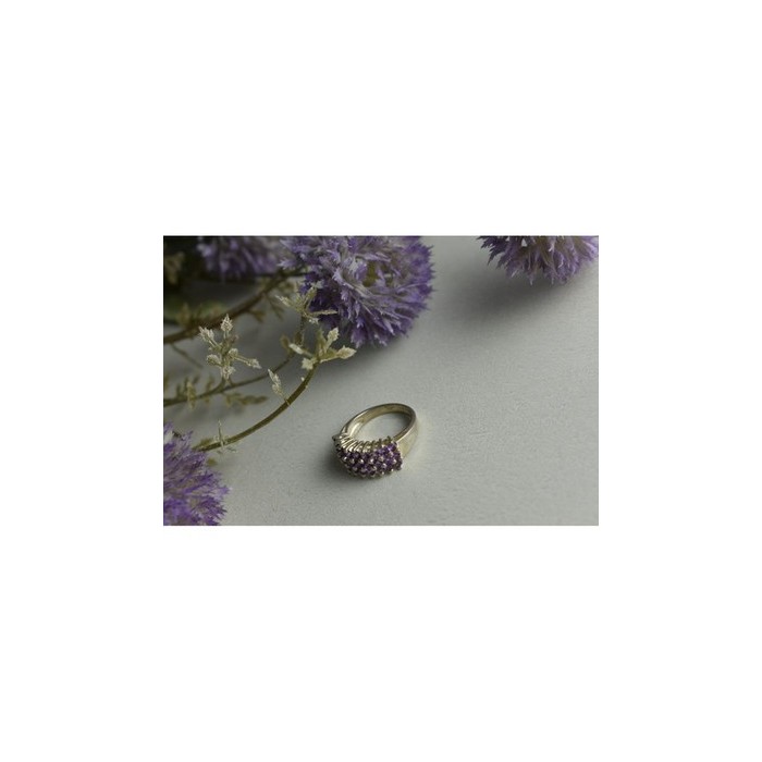 925 Sterling Silver Purple Tourmaline Ring Size 8.5