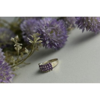 925 Sterling Silver Purple Tourmaline Ring Size 8.5