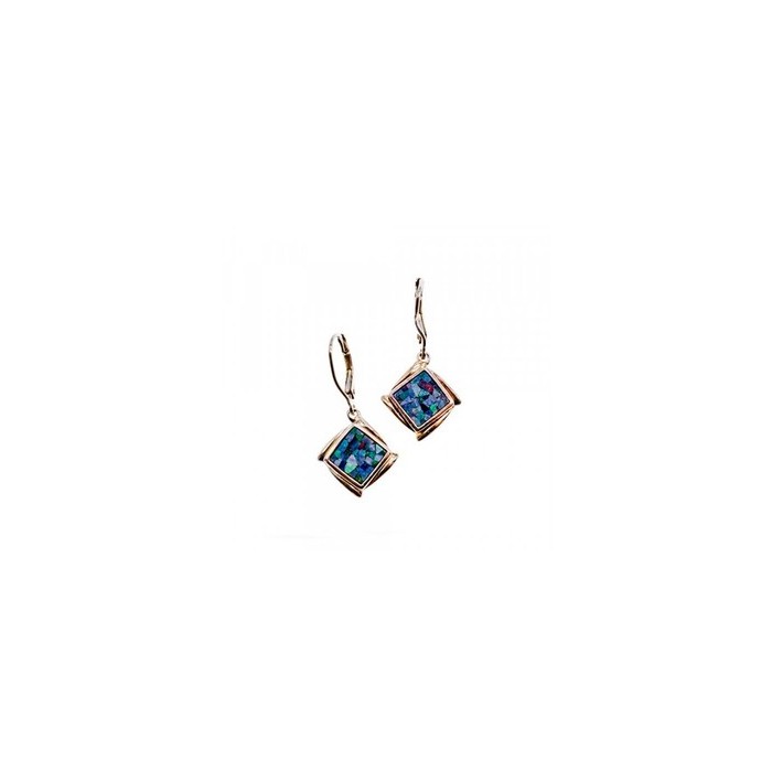 Vintage 925 Sterling Silver Mosaic Opal Earrings