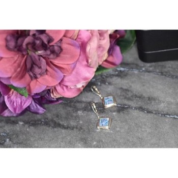 Vintage 925 Sterling Silver Mosaic Opal Earrings