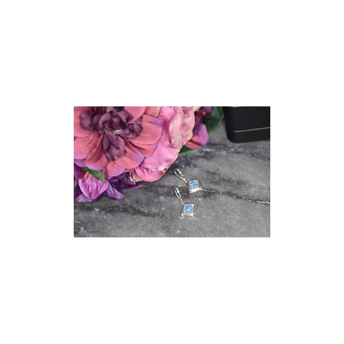 Vintage 925 Sterling Silver Mosaic Opal Earrings