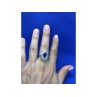 925 Sterling Silver Sapphire & CZ Ring Size 8