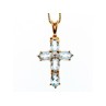 925 Sterling Silver Gold Plated Blue Spinel Chain With Cross