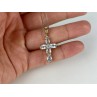 925 Sterling Silver Gold Plated Blue Spinel Chain With Cross