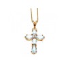 925 Sterling Silver Gold Plated Blue Spinel Chain With Cross