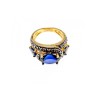925 Sterling Silver Gold Plated Sapphires Ring Size 5.5