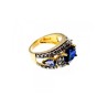 925 Sterling Silver Gold Plated Sapphires Ring Size 5.5