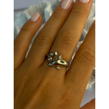925 Sterling Silver Dolphin Ring Size 8