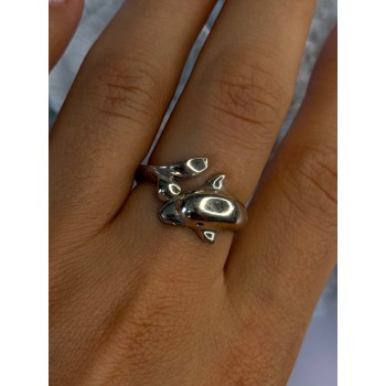 925 Sterling Silver Dolphin Ring Size 8