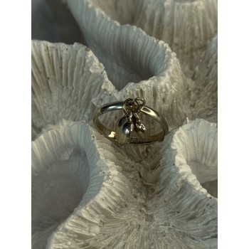 925 Sterling Silver 2 Hearts Charms Ring Size 5