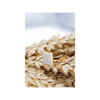 925 Sterling Silver Gold Plated CZ Ring Size 5.5