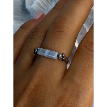 Custom 925 Sterling Silver Agate Ring Size 8