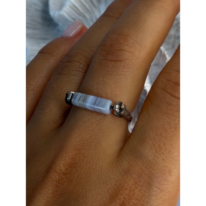 Custom 925 Sterling Silver Agate Ring Size 8