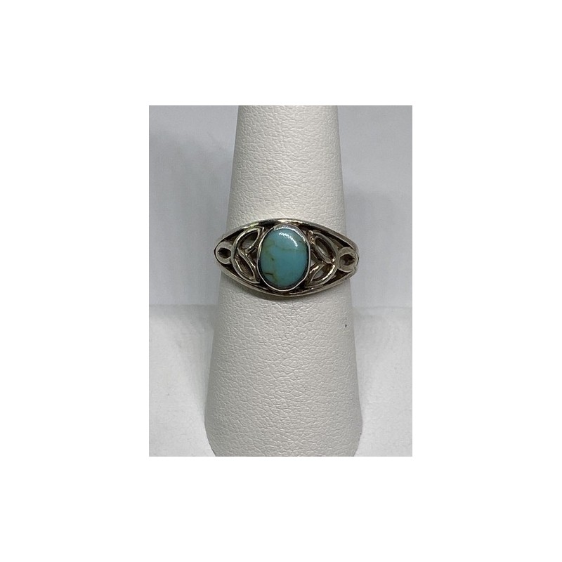 925 Sterling Silver Ring With Turquoise Size 7.75