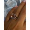 925 Sterling Silver Peach Tourmaline & CZ Ring Size 7