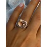 925 Sterling Silver Peach Tourmaline & CZ Ring Size 7
