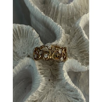 925 Sterling Silver Gold Plated White Topaz Ring Size 8.5