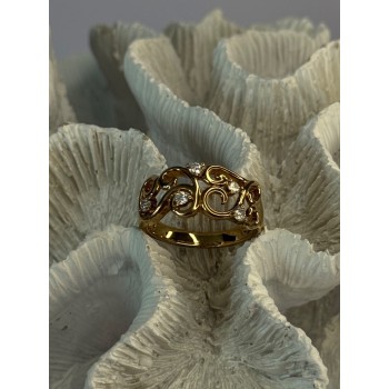 925 Sterling Silver Gold Plated White Topaz Ring Size 8.5