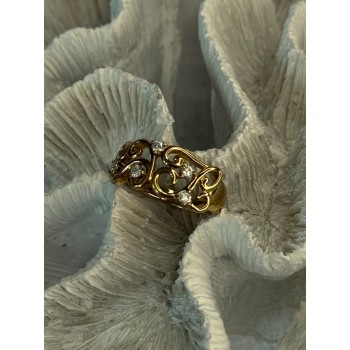 925 Sterling Silver Gold Plated White Topaz Ring Size 8.5