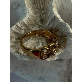 925 Sterling Silver Gold Plated White Topaz Ring Size 8.5