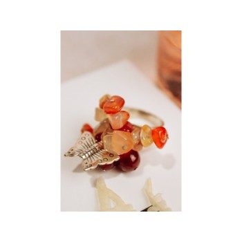 925 STERLING SILVER AGATE DESIGNER'S RING SIZE 6.5