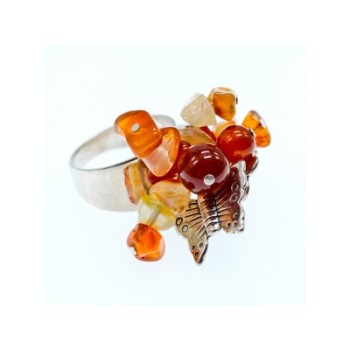 925 STERLING SILVER AGATE DESIGNER'S RING SIZE 6.5