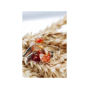 925 STERLING SILVER AGATE DESIGNER'S RING SIZE 6.5