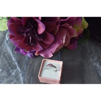 925 Sterling Silver Pink CZ Ring Size 6.5