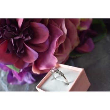 925 Sterling Silver Pink CZ Ring Size 6.5