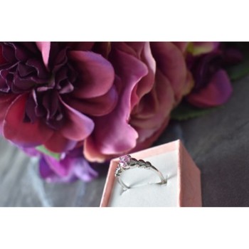 925 Sterling Silver Pink CZ Ring Size 6.5