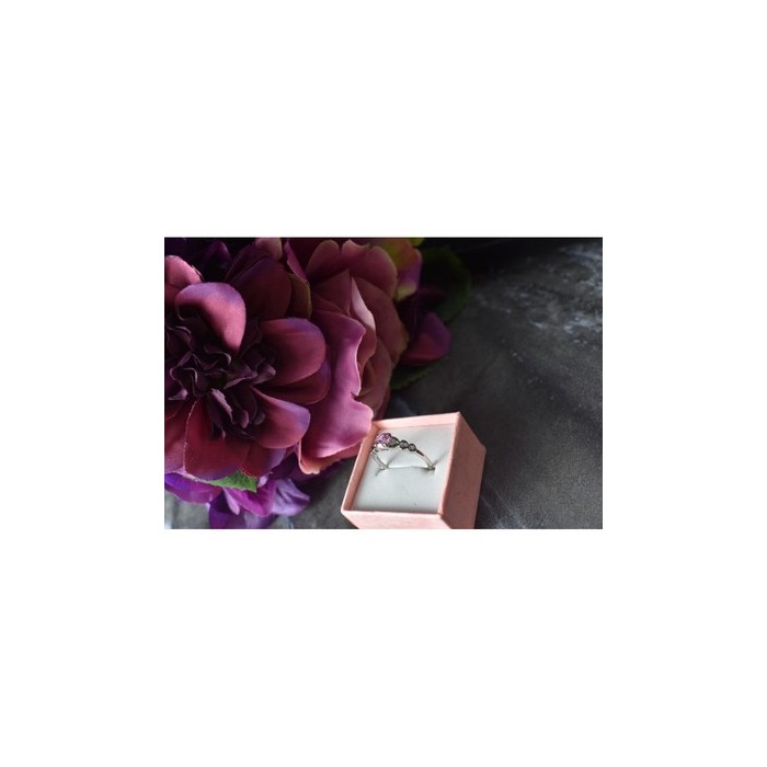 925 Sterling Silver Pink CZ Ring Size 6.5