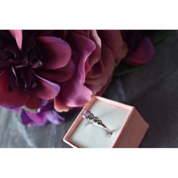 925 Sterling Silver Pink CZ Ring Size 6.5