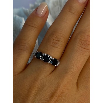 10K White Gold Sapphire & Diamond Ring Size 7.5