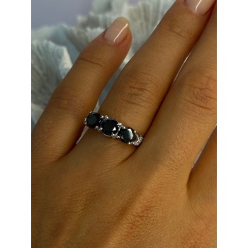 10K White Gold Sapphire & Diamond Ring Size 7.5