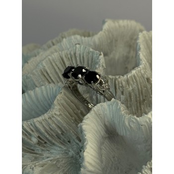 10K White Gold Sapphire & Diamond Ring Size 7.5