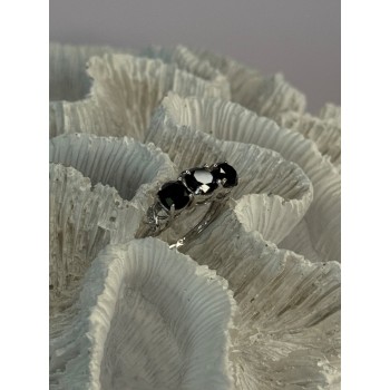 10K White Gold Sapphire & Diamond Ring Size 7.5