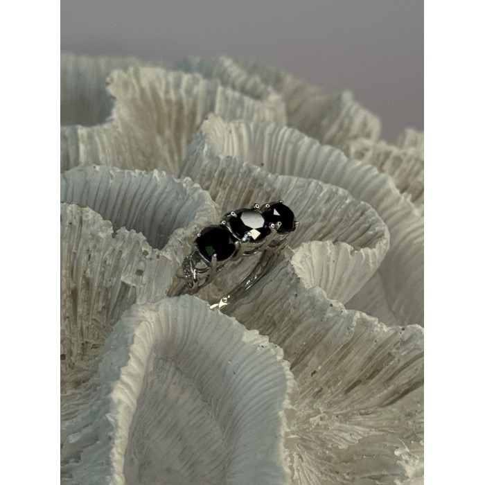 10K White Gold Sapphire & Diamond Ring Size 7.5