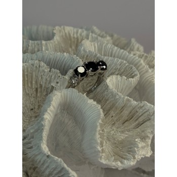 10K White Gold Sapphire & Diamond Ring Size 7.5