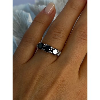 10K White Gold Sapphire & Diamond Ring Size 7.5