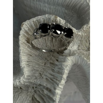 10K White Gold Sapphire & Diamond Ring Size 7.5