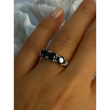 10K White Gold Sapphire & Diamond Ring Size 7.5