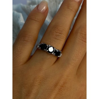 10K White Gold Sapphire & Diamond Ring Size 7.5