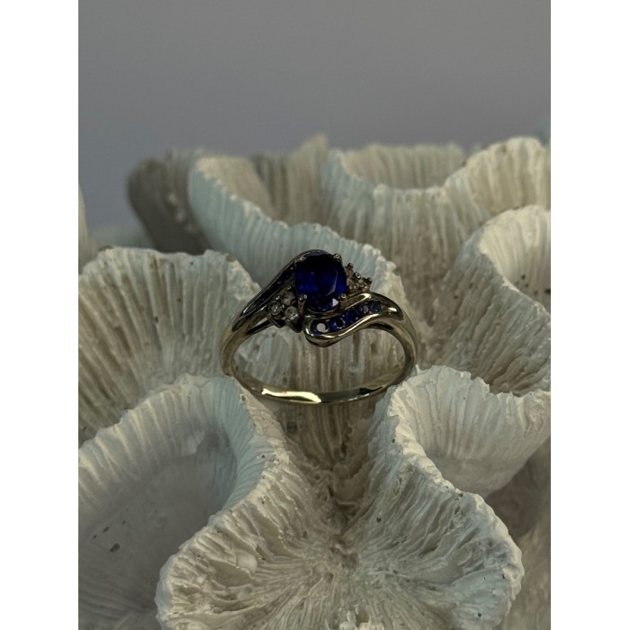 925 Sterling Silver Sapphire & Beryl Ring Size 11.5