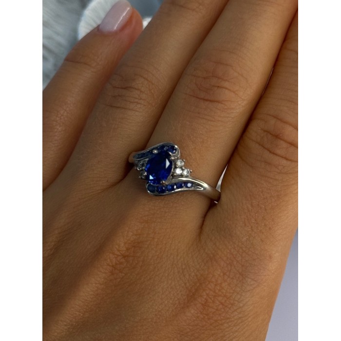 925 Sterling Silver Sapphire & Beryl Ring Size 11.5