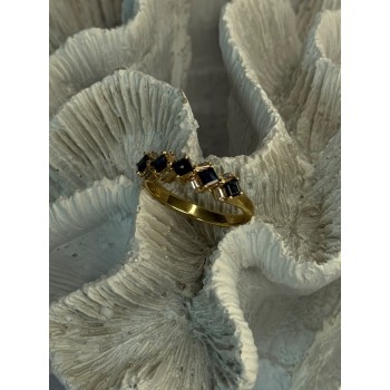 14K Yellow Gold Sapphire & Beryl Ring Size 10