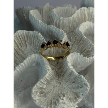 14K Yellow Gold Sapphire & Beryl Ring Size 10