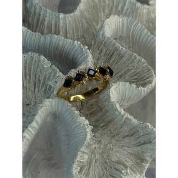 14K Yellow Gold Sapphire & Beryl Ring Size 10