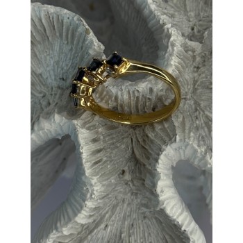 14K Yellow Gold Sapphire & Beryl Ring Size 10