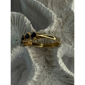 14K Yellow Gold Sapphire & Beryl Ring Size 10