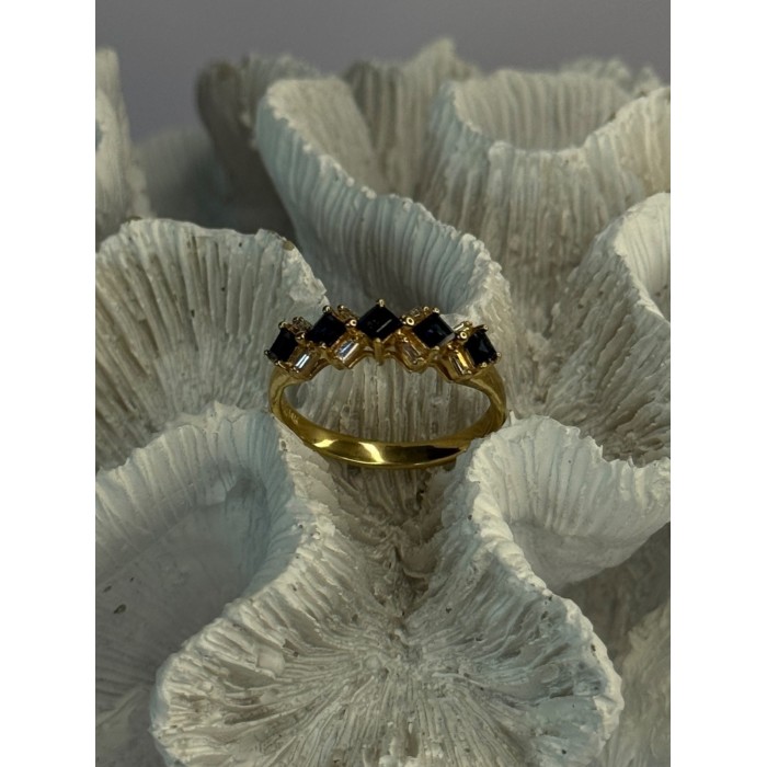 14K Yellow Gold Sapphire & Beryl Ring Size 10